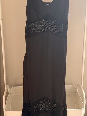 Express Black Satin Lace Trim Cocktail Dress